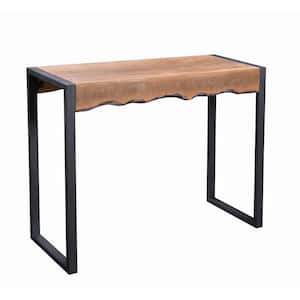 Live Edge 42 in. Woodgrain/Brown Standard Rectangle Wood Console Table with Iron Finished Legs