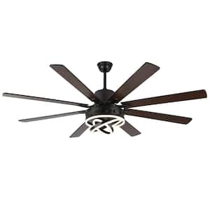 Maya 72 in. Indoor Matte Black DIY Shape Dimmable Modern Ceiling Fan with LED Light Reversible 6-Speed Ceiling w/ Remote