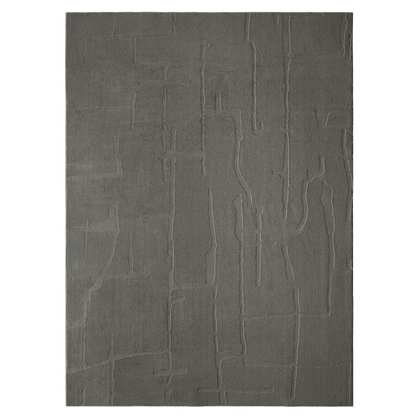 Rae Abstract Organic Washable 6 ft. x 9 ft. Charcoal Grey Indoor Area Rug