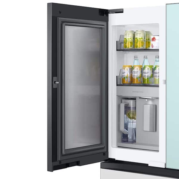 Samsung Bespoke 29 cu ft. 4-Door French Door Smart Refrigerator with  Beverage Center in Morning Blue/White Glass, Standard Depth RF29BB86004M -  The Home Depot
