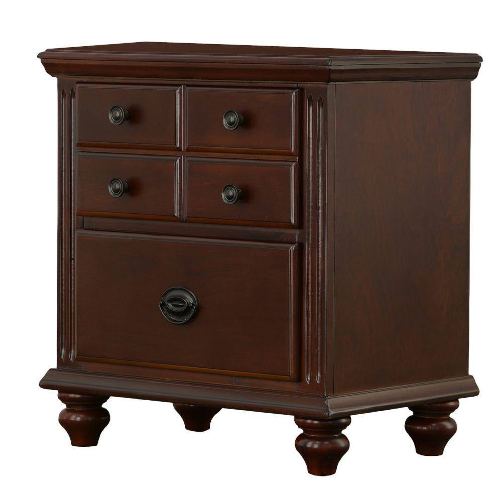 Benzara Cherry Finish Gabrielle II Transitional Night Stand, Red