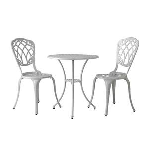 Palisade White 3-Piece Cast Aluminum Round Outdoor Bistro Set