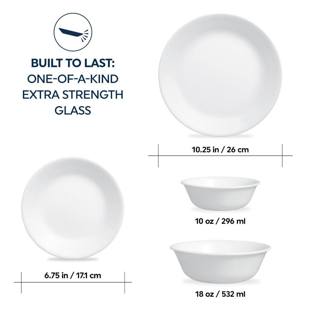 Corelle Winter Frost White 16-Piece Dinnerware Set (Service for 4) in White one missing