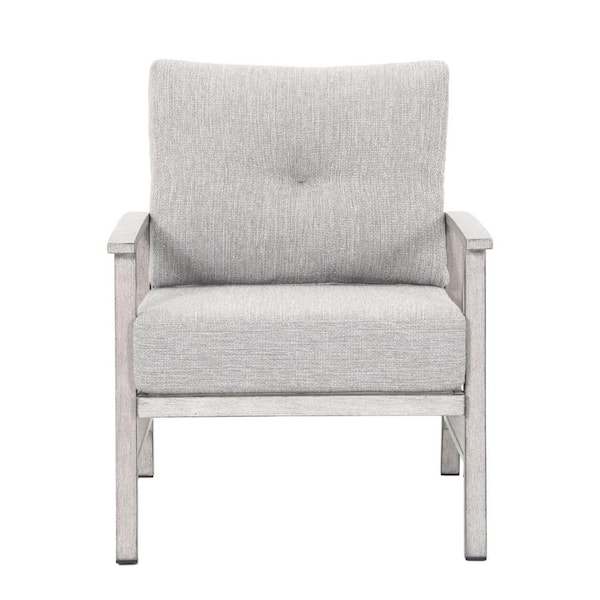 Unbranded 2-Pieces Aluminum Outdoor Recliner with Light Gray Cushions, Upholstered Sofa, Accent Chair