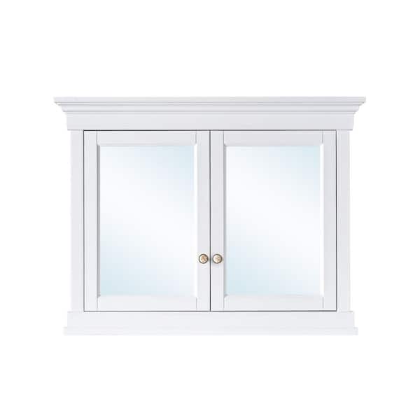 Recessed Mount Double Doors 42.1 in. W x 32 in. H Rectangular Solid Wood Framed Medicine Cabinet with Mirror