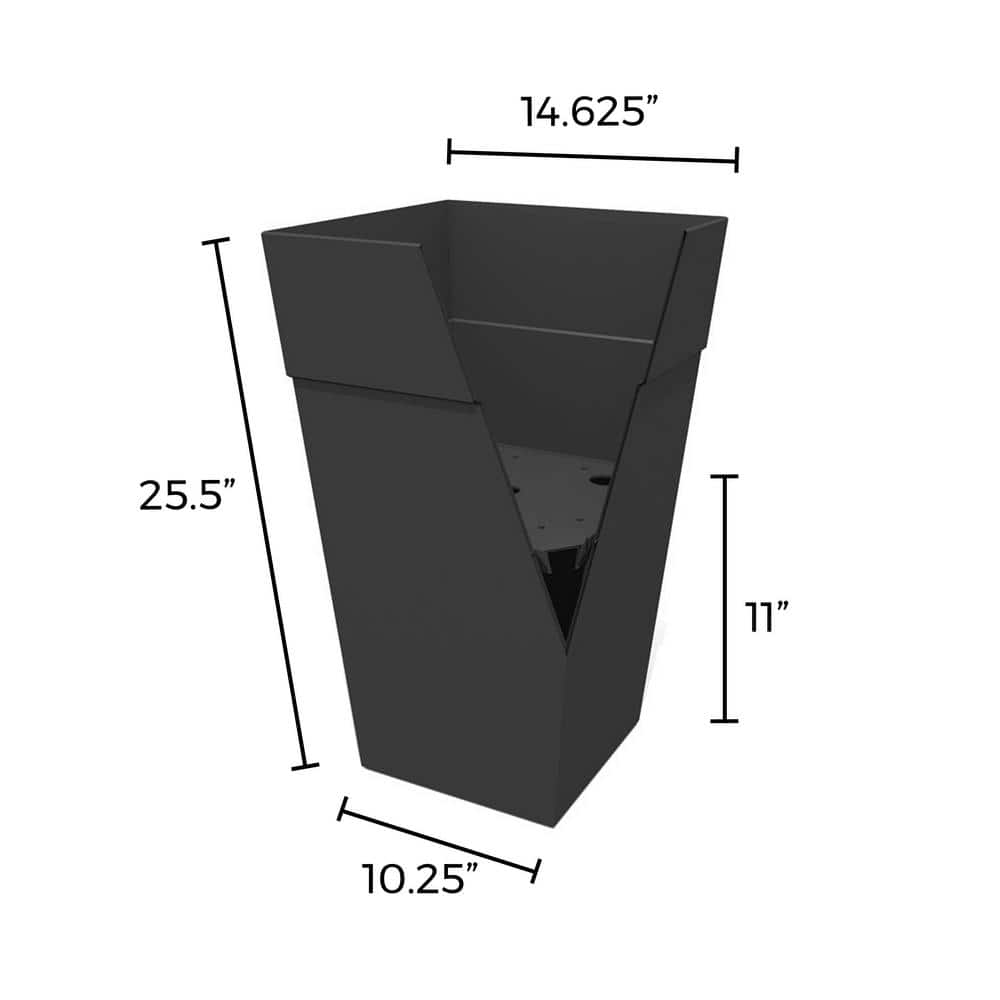 Tall Black Recycled Plastic Indoor/Outdoor Planter, 25"