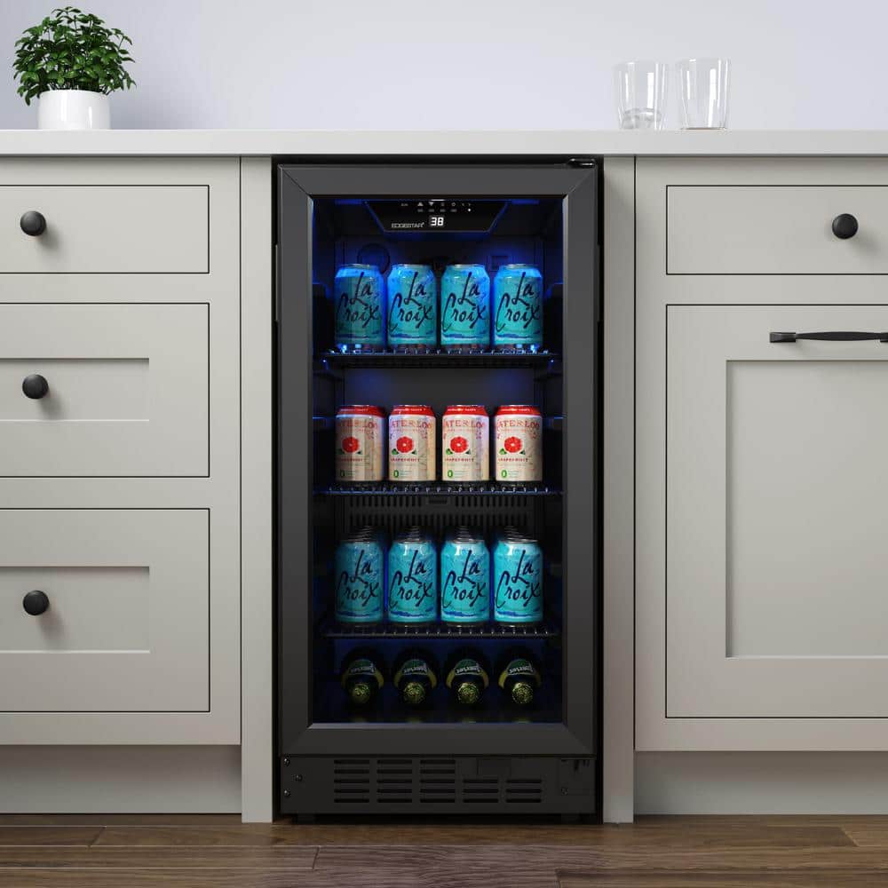 EdgeStar Black 15-Inch Wide Smart Beverage Refrigerator with Glass Door