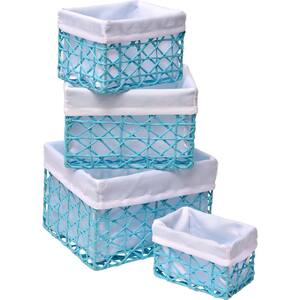6 in. H x 7.4 in. W x 8.4 in. D Blue Paper Cube Storage Bin