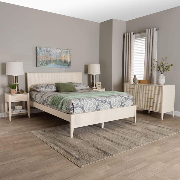 Primrose 4-Piece Ivory Wood King Bedroom Set