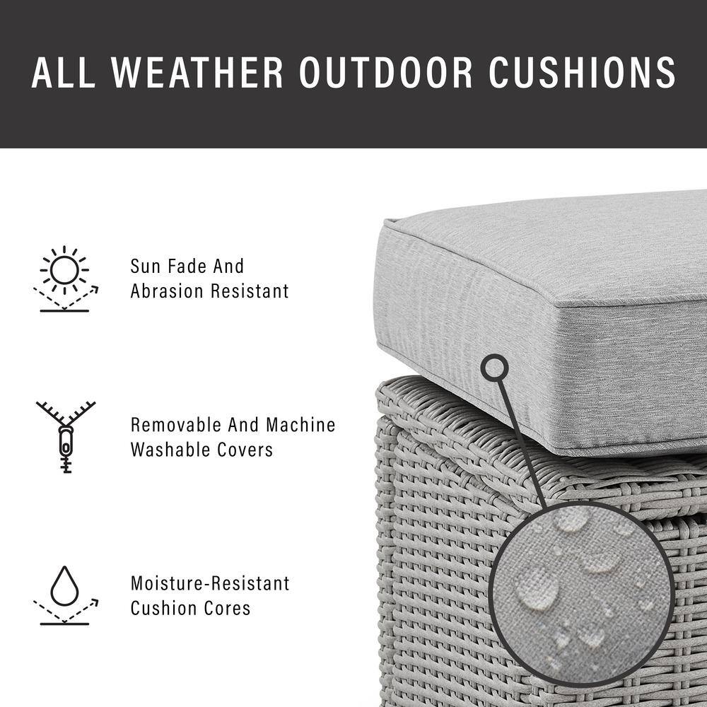Bradenton Gray Wicker Outdoor Armless Chair Set with Cushions