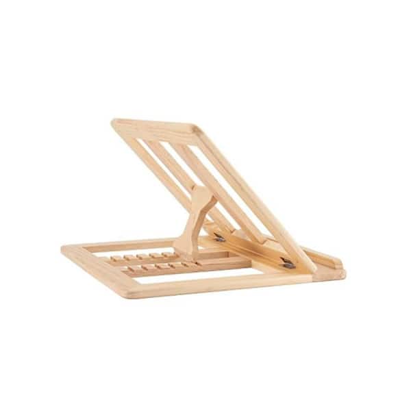 Yichuhaoxi Wooden Laptop Stand, Foldable Wood Laptop Riser Adjustable Computer Wooden MacBook Stand in Brown