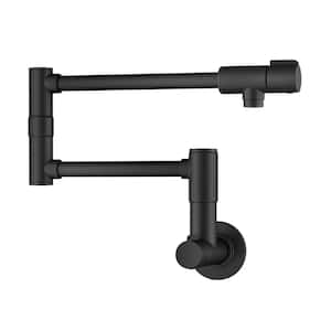 Bolden 2 Handle Wall Mount Pot Filler Faucet with Retractable Arm in Matte Black