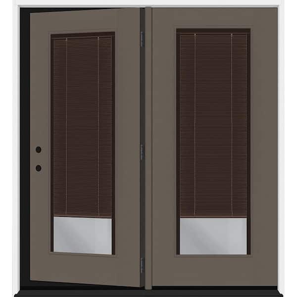 Legacy 72 in. x 80 in. Full Lite Clear Glass Mocha MB Kindling RH Center-Hinged Fiberglass Retro Patio Door with 4"Jamb