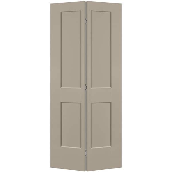 Masonite 36 in. x 80 in. 2-Panel Logan Hollow Core Smoked Tan Molded Composite Bi-Fold Door