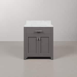 Madison 30 in. W x 21.5 in. D x 34 in. H Single Sink Bath Vanity in Cashmere Grey with Carrara White Marble Top