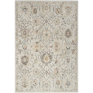 Oushak Home Grey 6 ft. x 7 ft. Floral Traditional Area Rug