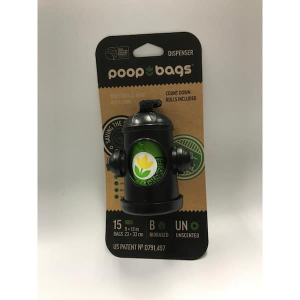 USDA Bio-Based Fire Hydrant Leash Dog Bag Dispenser with 1 Bio-Based Roll (15-Bags)