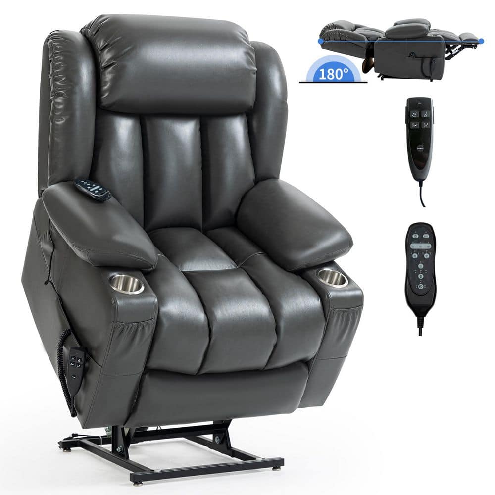 Grey Power Lift Recliner Chair - Dual Motor, Infinite Position, Heavy Duty (350 lbs), 8-Point Massage & Lumbar Heating price history on PriceWatchPro