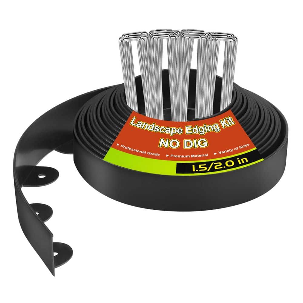 Plastic Landscape Edging 40 ft L x 1.5 in. H Flexible Garden Border with 40 Metal Spikes Black Edging 1-Pack price history on PriceWatchPro