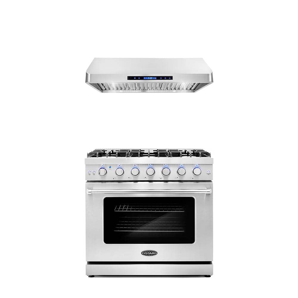 2-Pack Package with 36 in. Freestanding Gas Range with 6 Burners and 36 in. Under Cabinet Range Hood in Stainless Steel price history on PriceWatchPro