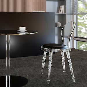 Nova 16.5 in. Indoor Clear and Black Leatherette Padded Seat Finish Acrylic Chairs