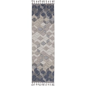 Paxton Grey/Slate 2 ft. x 8 ft. Geometric Contemporary Kitchen Runner Area Rug