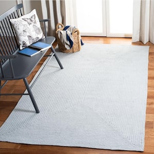 Braided Light Blue Doormat 3 ft. x 5 ft. Solid Area Rug