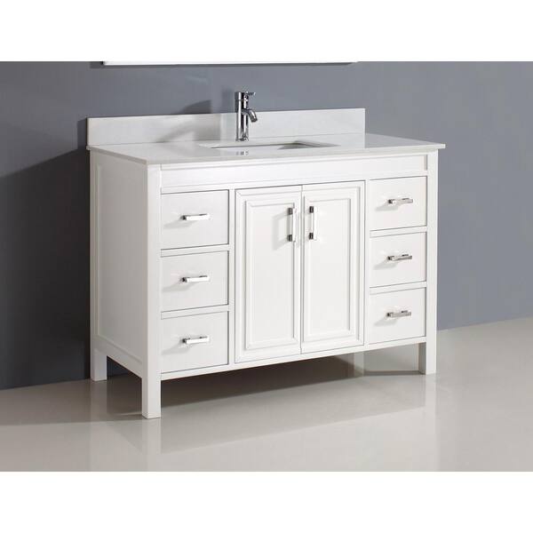 Studio Bathe Dawlish 48 In Vanity White With Solid Surface Marble Top The Home Depot Studio Bathe Dawlish 48 In Vanity, Studio Bathe Vanity 36