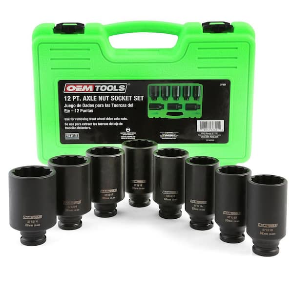1/2 in. Drive Axle Nut 12 Point Metric Socket Set (8-Piece)