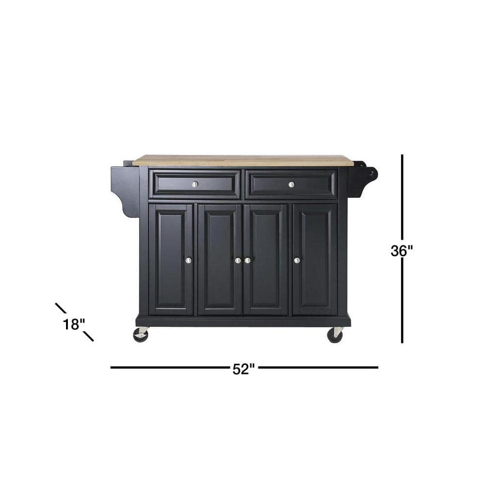 Black Granite Top Kitchen Cart with Storage and Spice Rack
