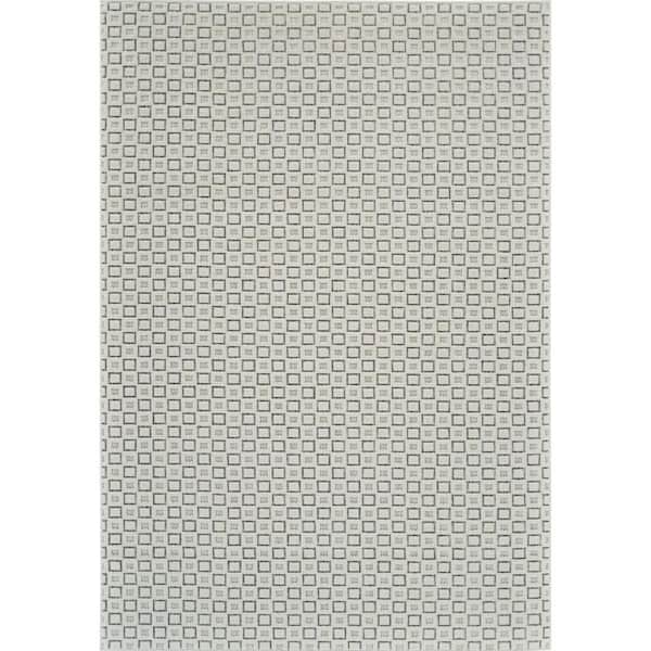 Cream, Beige 5 ft. x 7 ft. Woven Geometric Polypropylene Rectangle Indoor/Outdoor Area Rug