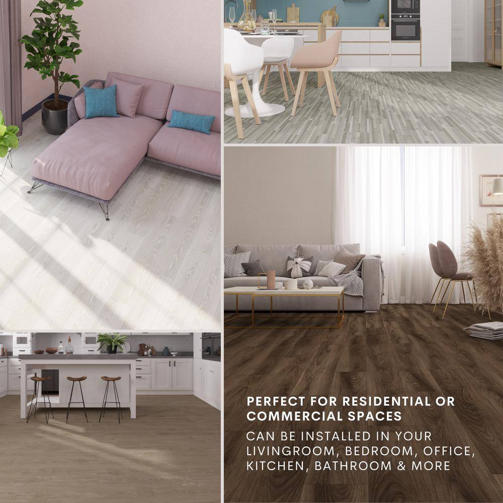 Light Brown Matte Vinyl Wide Plank Flooring