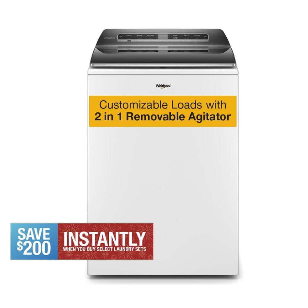 5.2 - 5.3 cu. ft. Smart Top Load Washing Machine in White with 2 in 1 Removable Agitator, ENERGY STAR