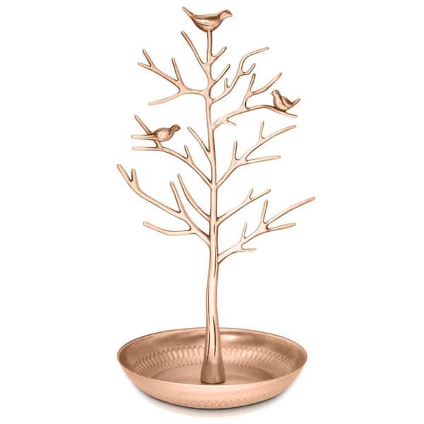 Organizer Stand Bronze 6 in. x 11.8 in. Meta Tree Jewelry Stand Display Earring Necklace Holder Organizer Rack Tower