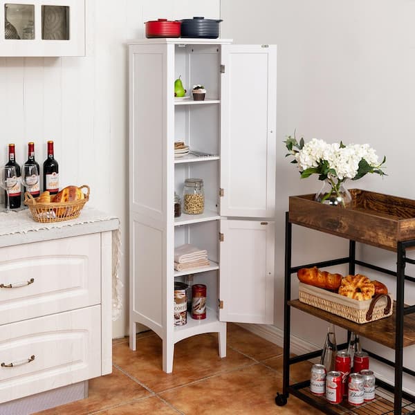 14.5 in. W x 14.5 in. D x 63 in. H White Storage Linen Cabinet Tower Kitchen Living Room