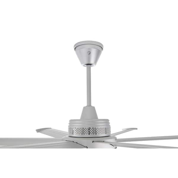 Mammoth 84 in. Smart Indoor/Outdoor Silver Universal Mount Ceiling Fan with 12 in. Ext Tube Plus Remote and Phone App