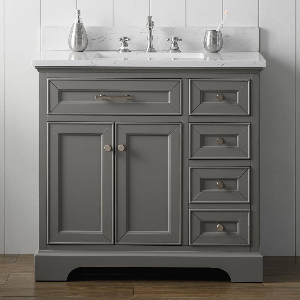 Thompson 36'' Gray Freestanding Bathroom Vanity with Ceramic Sink