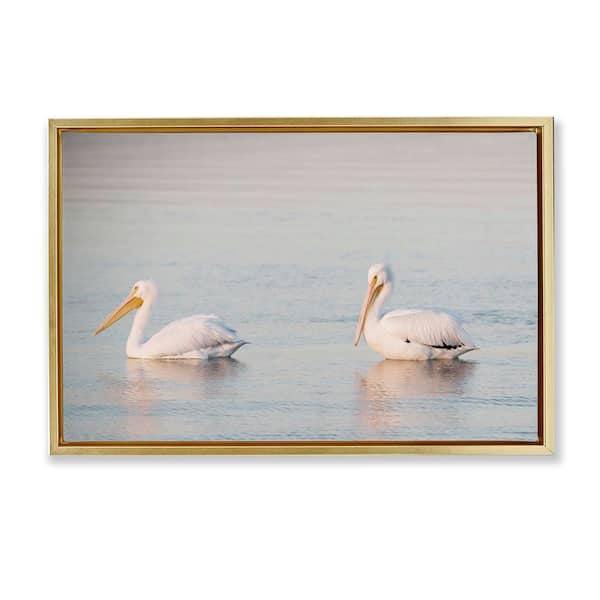Stupell Industries Pelicans on Calm Waters by Danita Delimont Gold Floater Frame Animal Graphic Art Print 17 in. x 25 in.