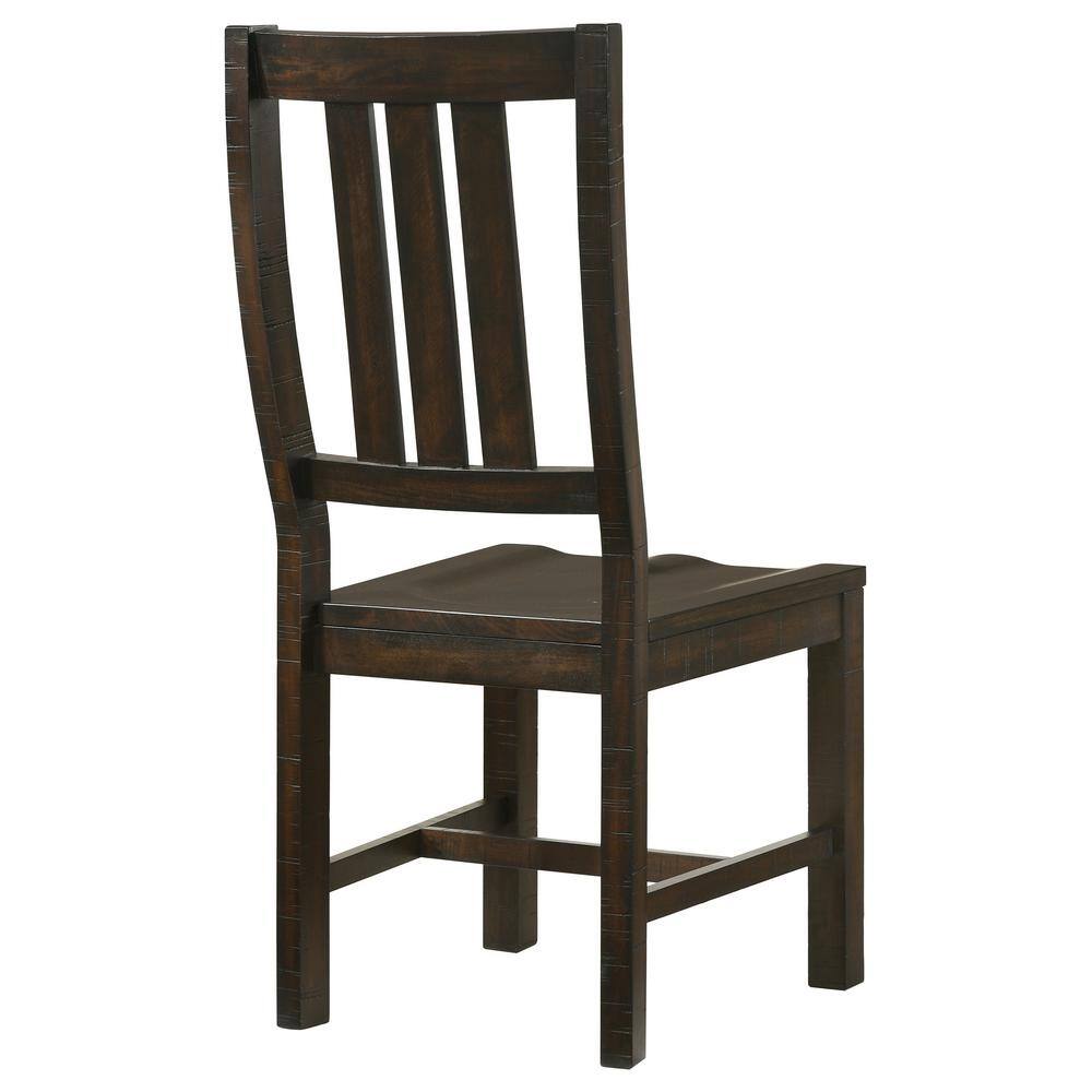 Transitional High Slat-Back Side Chair in Vintage Java, Set of 2