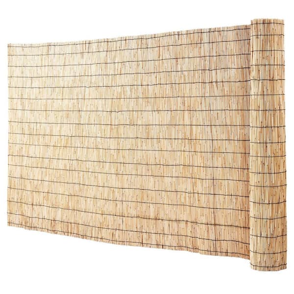 16.4 ft. W x 5.5 ft. H Peeled Reed Decorative Natural Eco-Friendly Screen Curtain Bamboo-Like Patio Decors Fencing Rolls