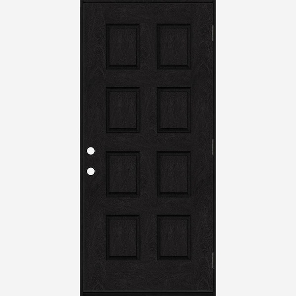Steves & Sons Regency 32 in. x 80 in. 8-Panel LHOS Onyx Stain Mahogany Fiberglass Prehung Front Door