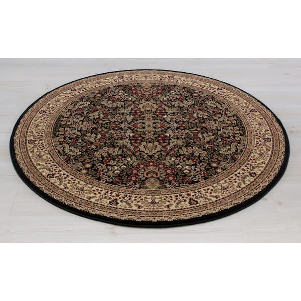 Persian Classics Sarouk Black 8 ft. Round Area Rug