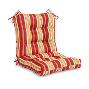 19 in. x 19 in. 1-Piece Mid-Back Outdoor Dining Chair Cushion in Roma Stripe