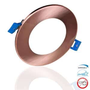 DLE Series 4 in. Round 4000K Aged Copper Integrated LED Recessed Canless Downlight with Trim