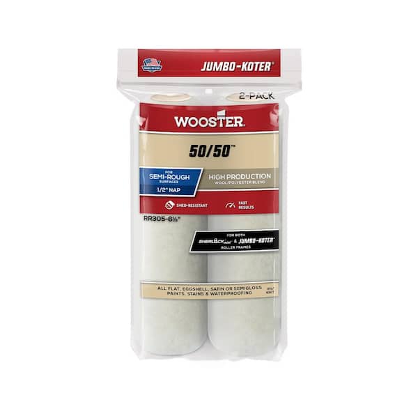 6-1/2 in. x 1/2 in. Jumbo-Koter 50/50 Lambswool/Polyester Knit Roller Cover (2-Pack)