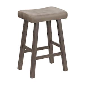 Saddle Rustic Gray Non Swivel Backless Counter Stool