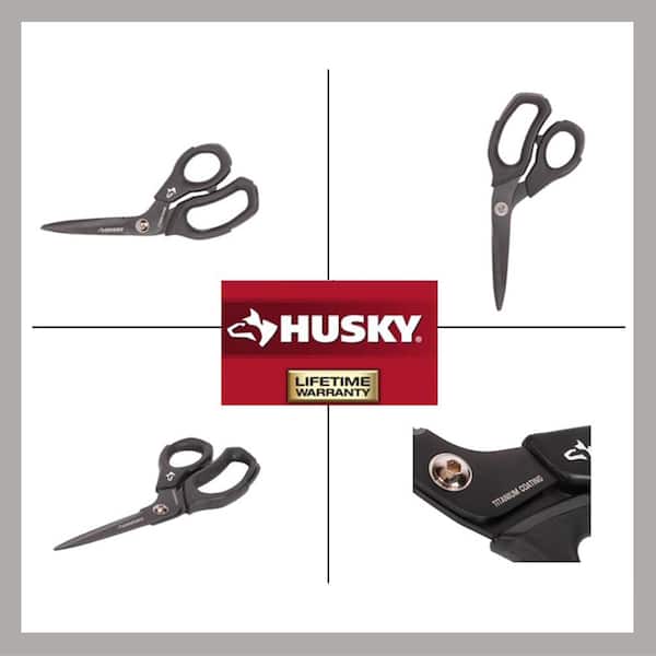 Husky 8 in. Titanium Coating Scissors 90993 - The Home Depot