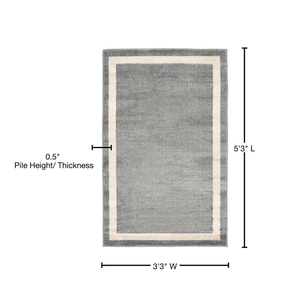 Del Mar Tufted Gray and Ivory Synthetic Indoor Area Rug, 3' 3" x 5' 3"