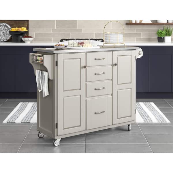 Create-a-cart White 2 Door Kitchen Cart with Stainless Steel Top by Home Styles