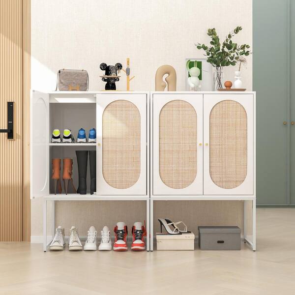 Boyel Living White 2-Drawer Cabinet, Accent Storage Cabinet, Suitable for Living Room, Bedroom, Dining Room Set of 2